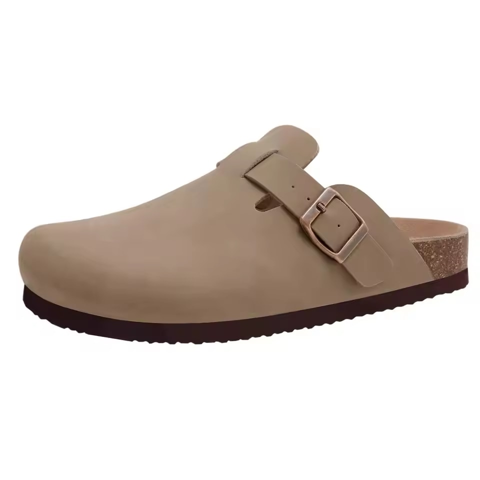 Evshine Men Comfort Potato Shoes with Arch Support Cork Beach Shoes Fashion Clogs Men Cork Footbed Men's Clogs Leather Mules